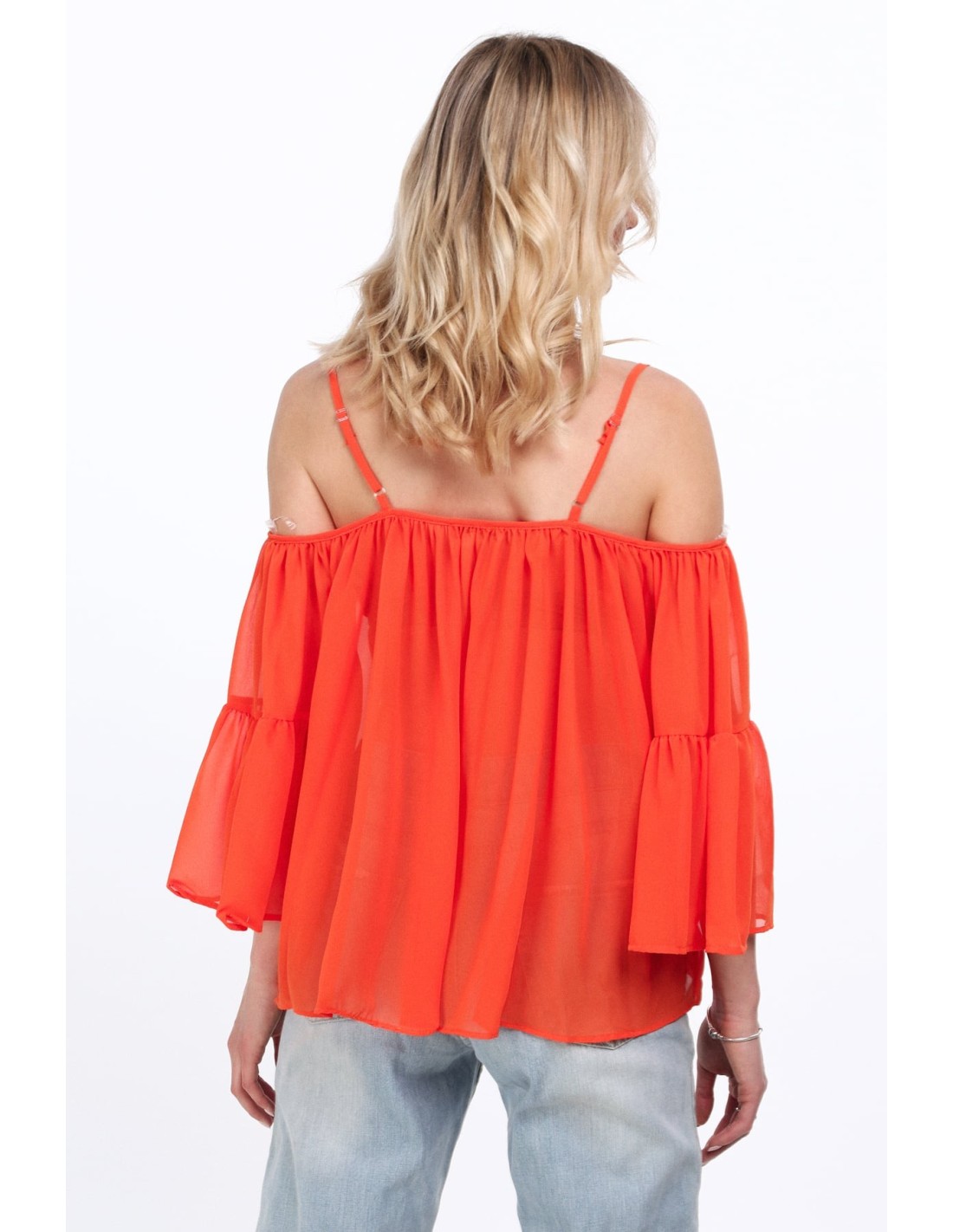 Bluza oversize din sifon portocaliu MP28386 - Magazin online - Boutique